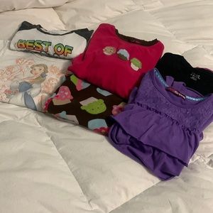 Size 7/8 Girls shirts & a pair of pj’s